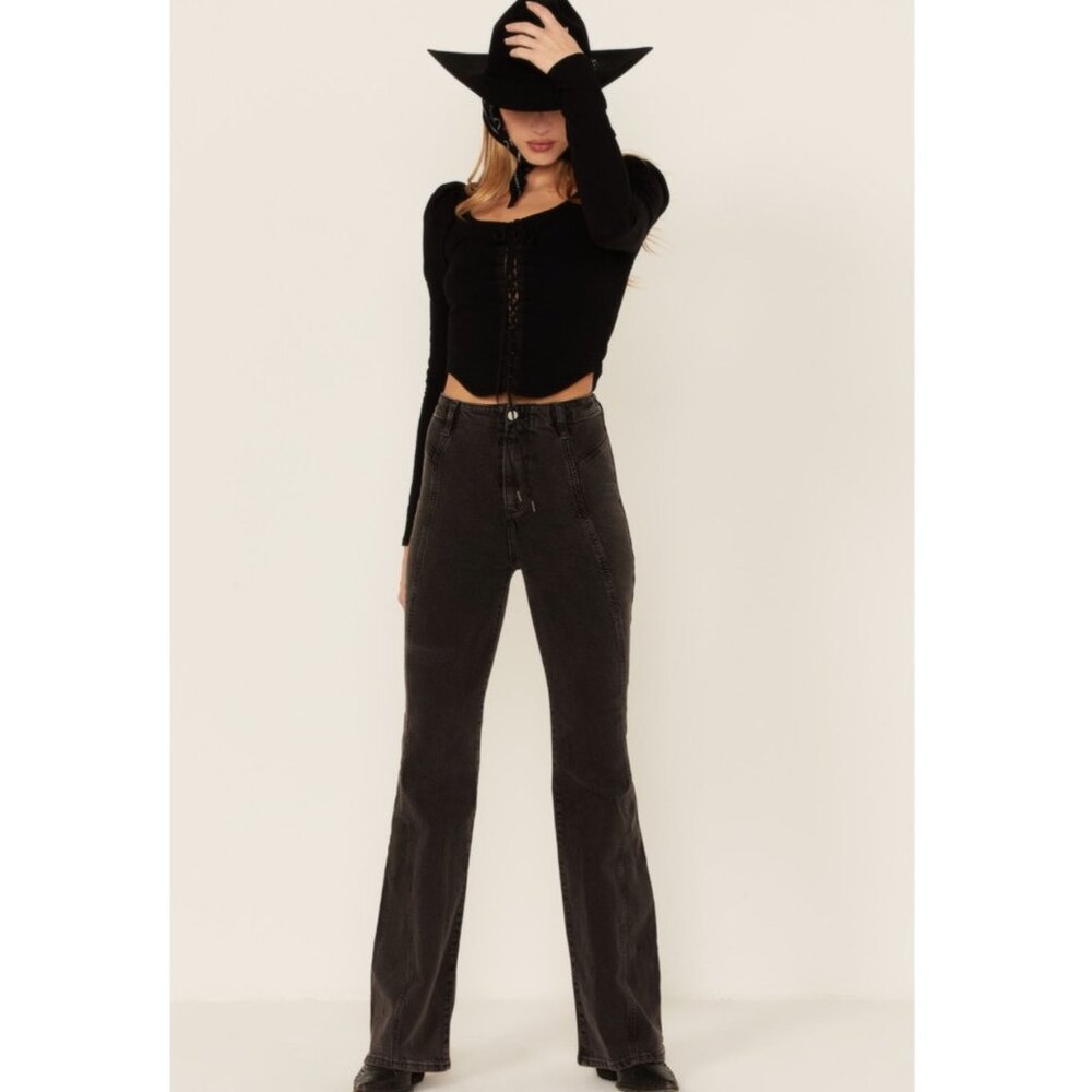 Free People Black Flare & Wide Leg Jeans